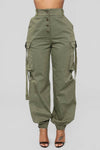 Cargo Olive Green Belted Pants
