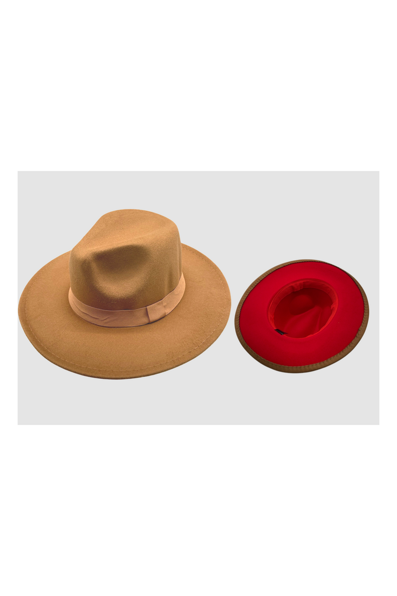 Beige & Red Hat