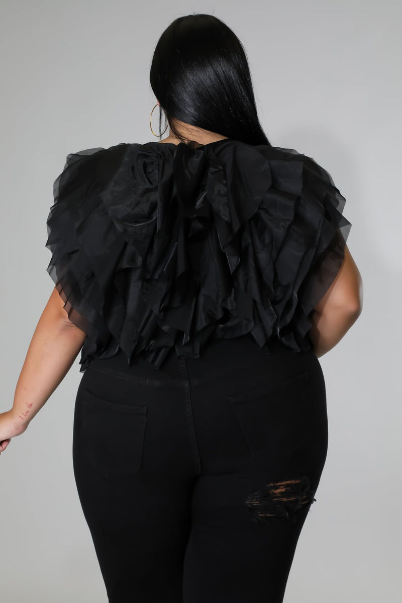Limited less Black Ruffle Top