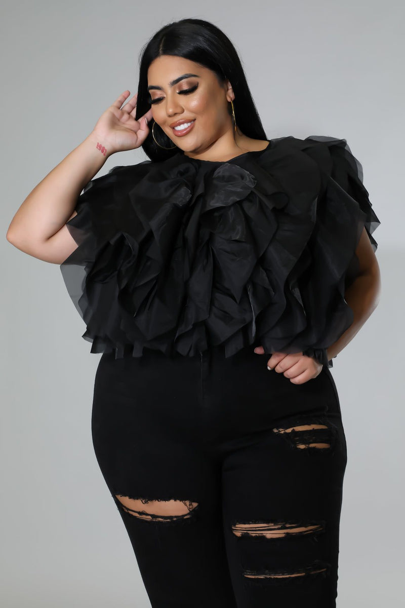 Limited less Black Ruffle Top