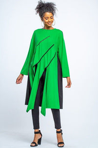 Kelly Green Asymmetric top with Zippers