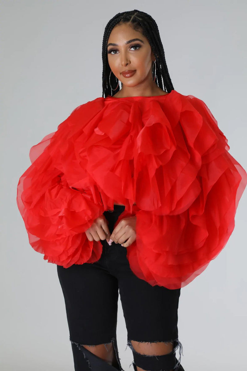 Limited less Red Ruffle Top