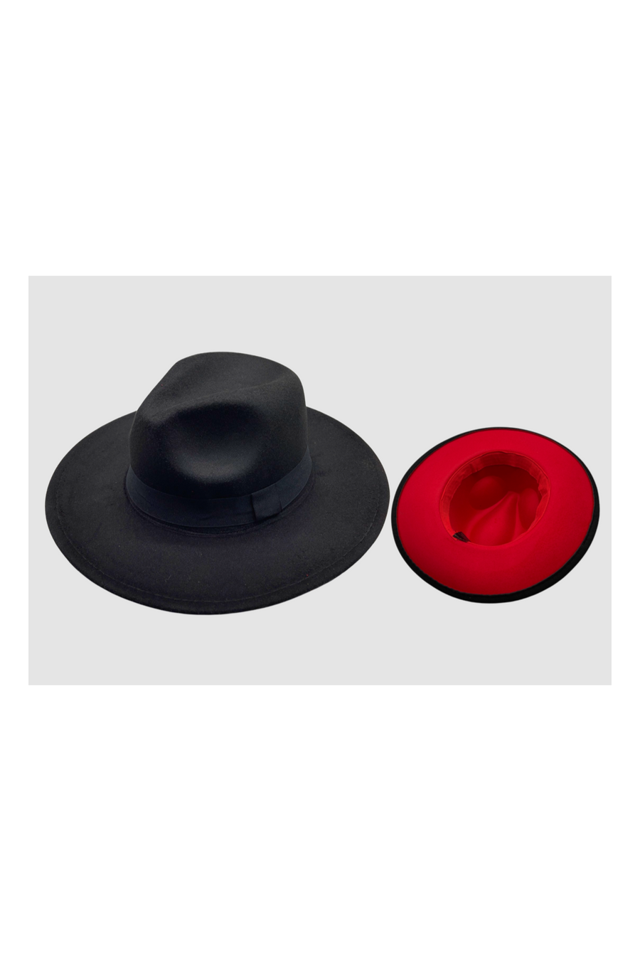 Black & Red Fedora Hat