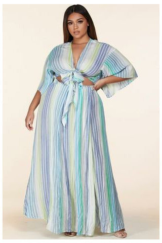 Pastel Multi Stripe Plus Maxi Dress - 227 Boutique