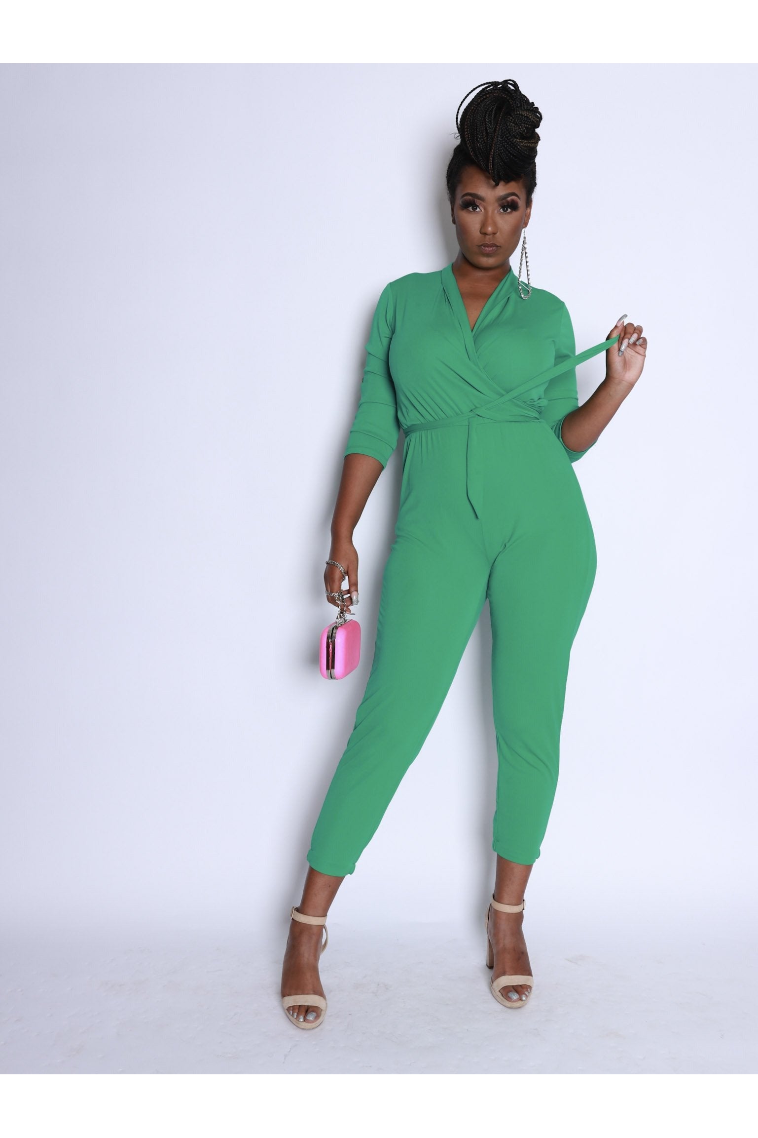 Kelly Green Jumpsuit - Light Weight Comfortable Bottoms - 227 Boutique