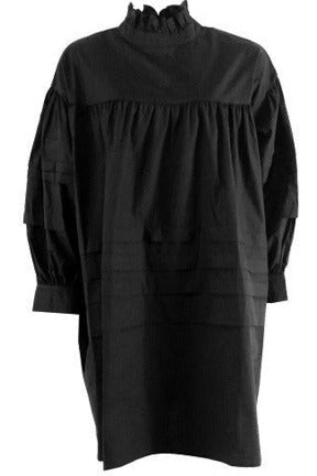 BABY DOLL-NETTI POPULUM OVERSIZE TIERED TUNIC DRESS BLACK