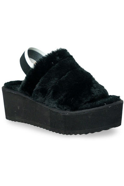 Black Fur Blackform Wedges - 227 Boutique