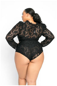 Sheer Lace Black Body Suit - 227 Boutique