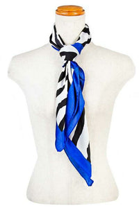 Black & White Scarf with a trim of Mustard, Orange & Royal Blue - 227 Boutique