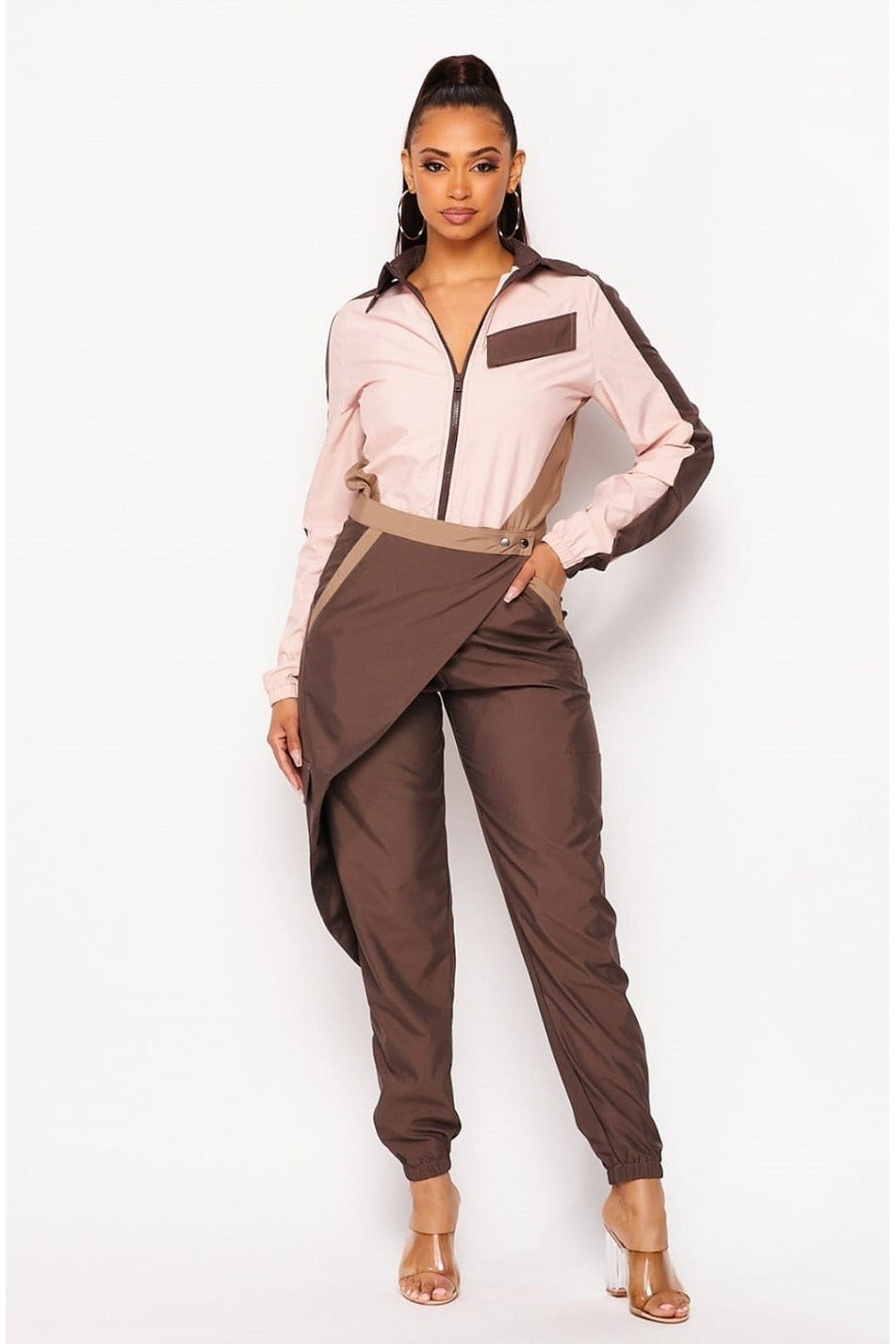 Brown & Pink Jumpsuit - 227 Boutique