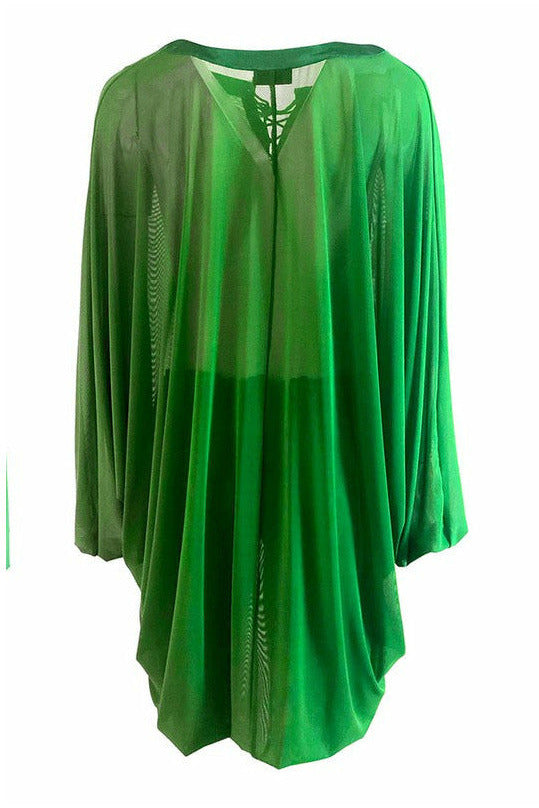 Green & Black curvy mesh Top - 227 Boutique