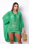 Green & Black curvy mesh Top - 227 Boutique