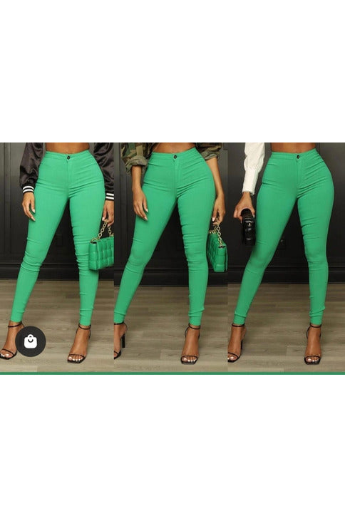High Waist Kelly Green Jeans - 227 Boutique