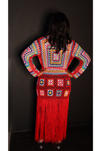 Crochet Red Velvet Black Duster - Fridge Bottom Half - 227 Boutique