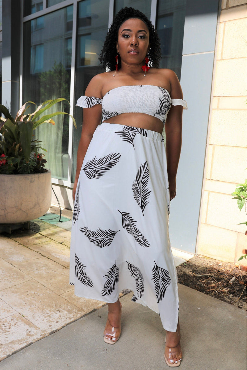 Maxi Skirt Dress - Short Sleeve Top -  Black and White Color - 227 Boutique