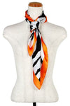 Black & White Scarf with a trim of Mustard, Orange & Royal Blue - 227 Boutique