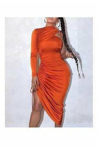 One Shoulder orange tangerine dress - 227 Boutique