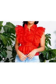 Glamour Girl Red Lace Short Sleeve Top