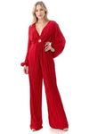 TIME WITH THE GIRLS - RED THICK RIBBED JUMPSUIT
