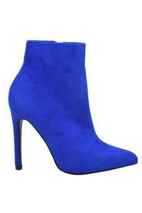 Blue Faux Suede Booties