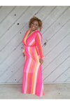 Curvy Maxi Stripe Dress -Red, Pink