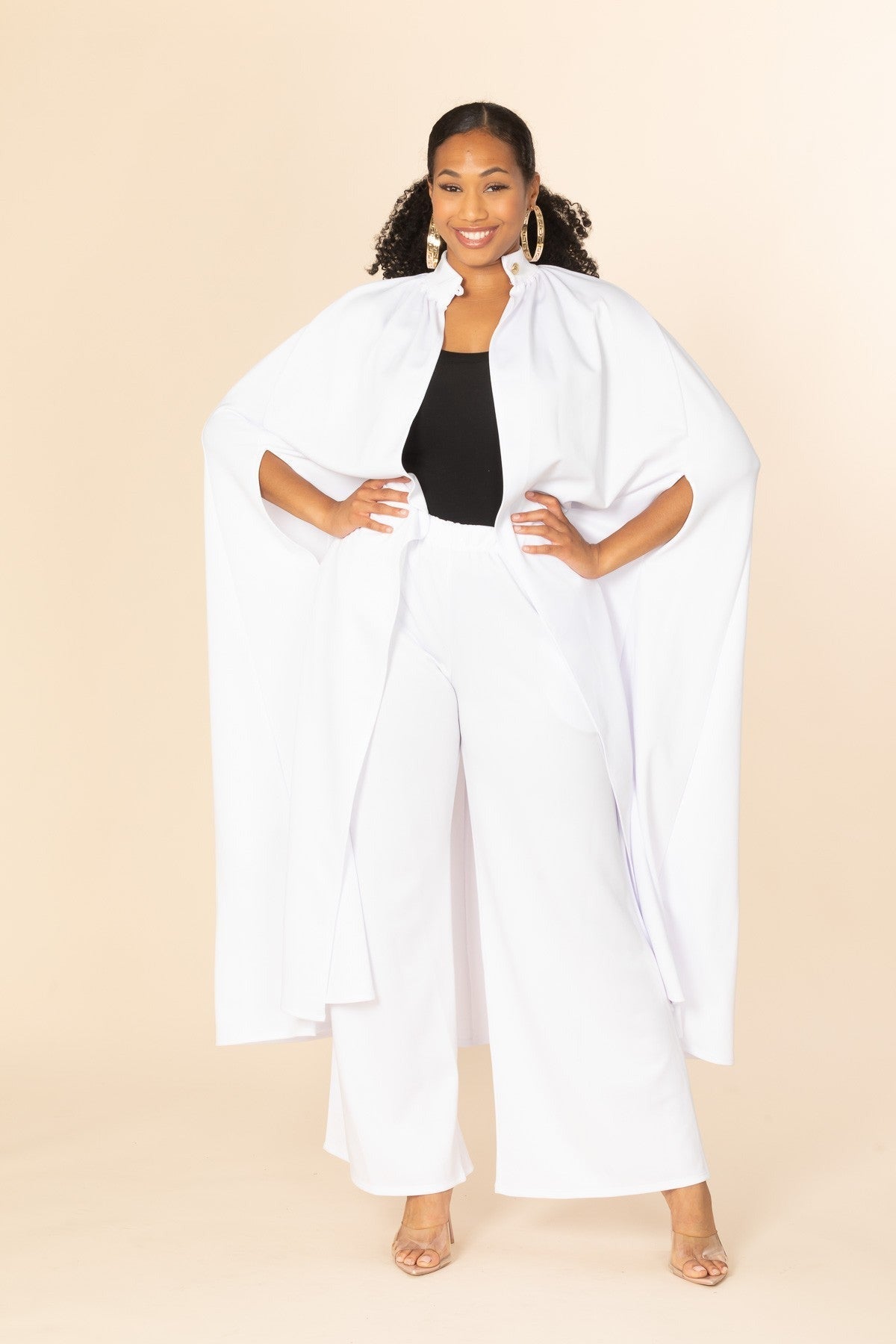Solid White Cape with Matching Pants - 227 Boutique