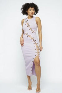 Lavender- Ribbed Cut out dress