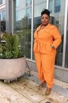 Orange Button up Jumpsuit - Curvy Jumpsuits - 227 Boutique