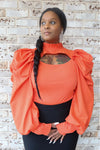 COUTURE STYLE PUFFY ORANGE LONG SLEEVE TOP