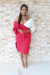 COLOR ME BEAUTIFUL -RED AND WHITE SWEATER DRESS